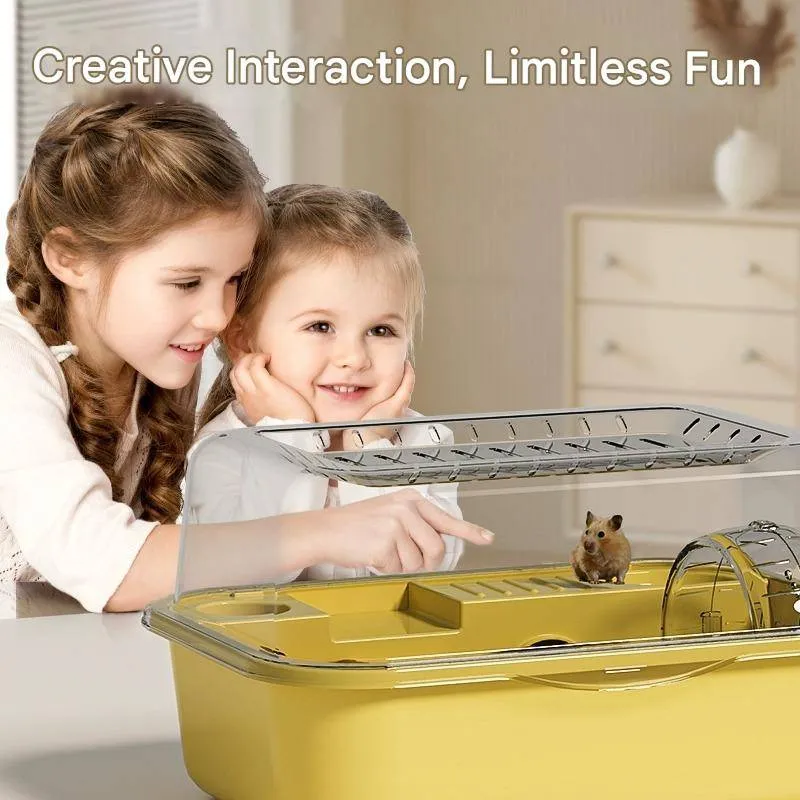 Small Pet Hamster Cage with Running Wheel | Portable Indoor Cage